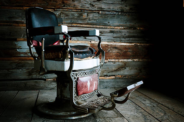 A 19th century Barber's chair, Montana, USA.